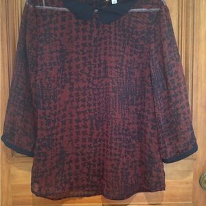s.Oliver 3/4 length sleeve blouse. Burgundy and navy blue